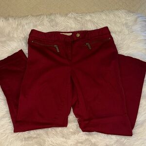 Stylish Red Pants with Zipper Details